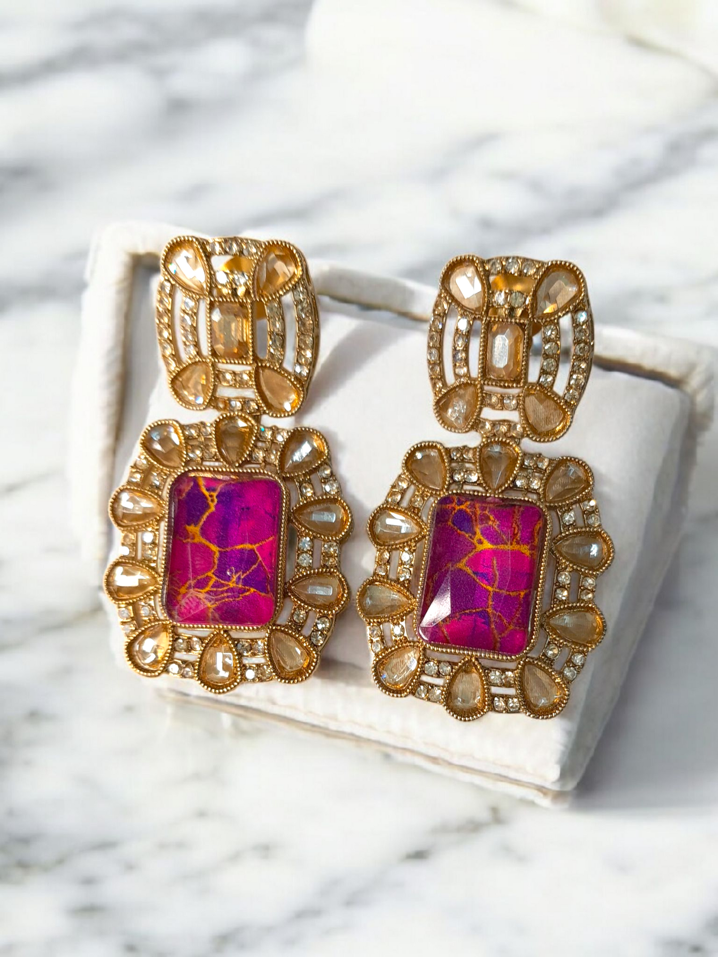 Purple Marble Stone Earrings