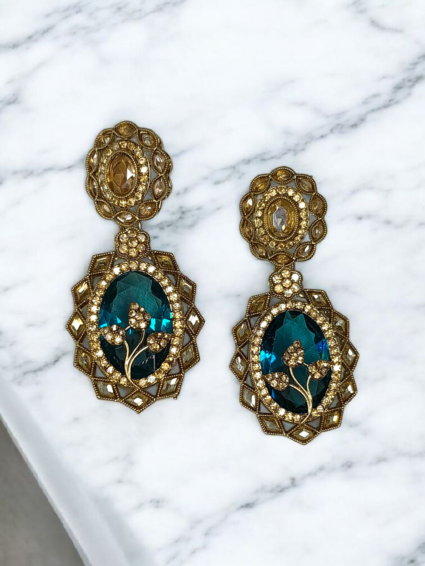 Blue Sappire Kundan Earrings