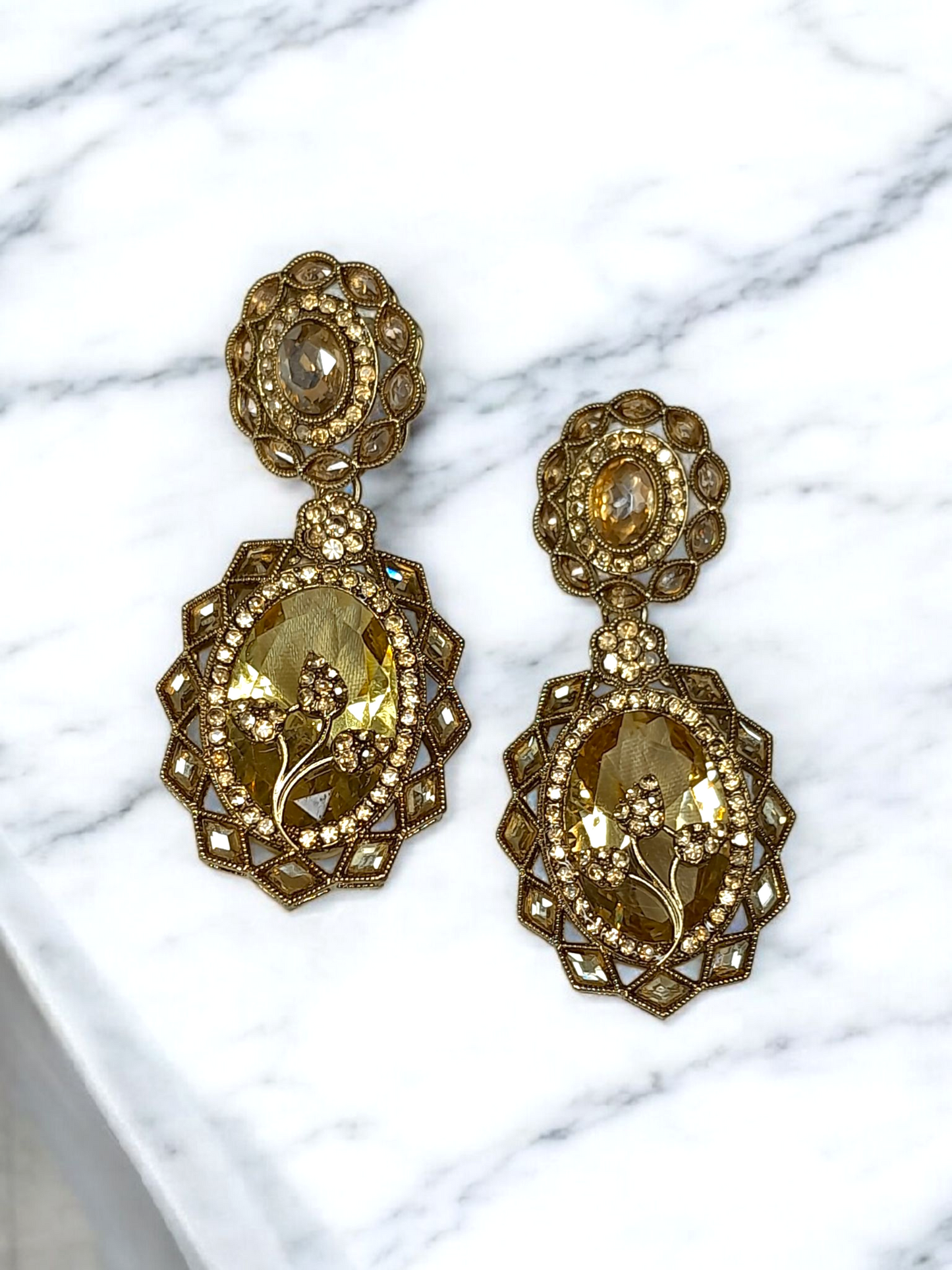 Yellow Sappire Kundan Earrings