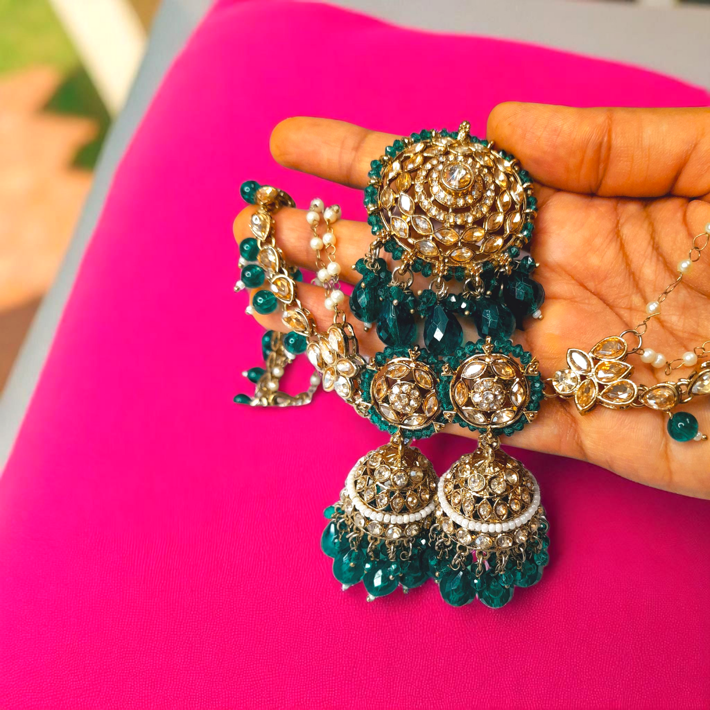 Heavy Jumka with Mangtikka Set