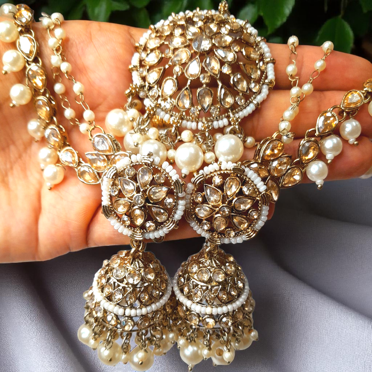 Pearl Heavy Jumkha with Mangtikka Set