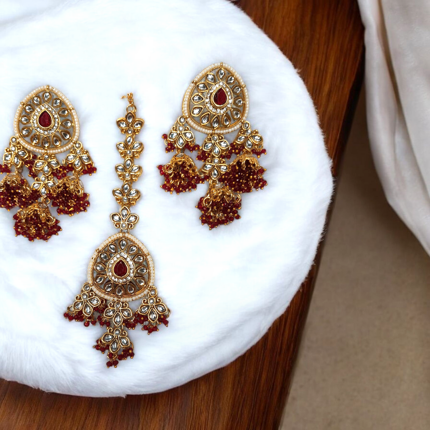Celebrity Kundan Earrings with Mangtikka Set