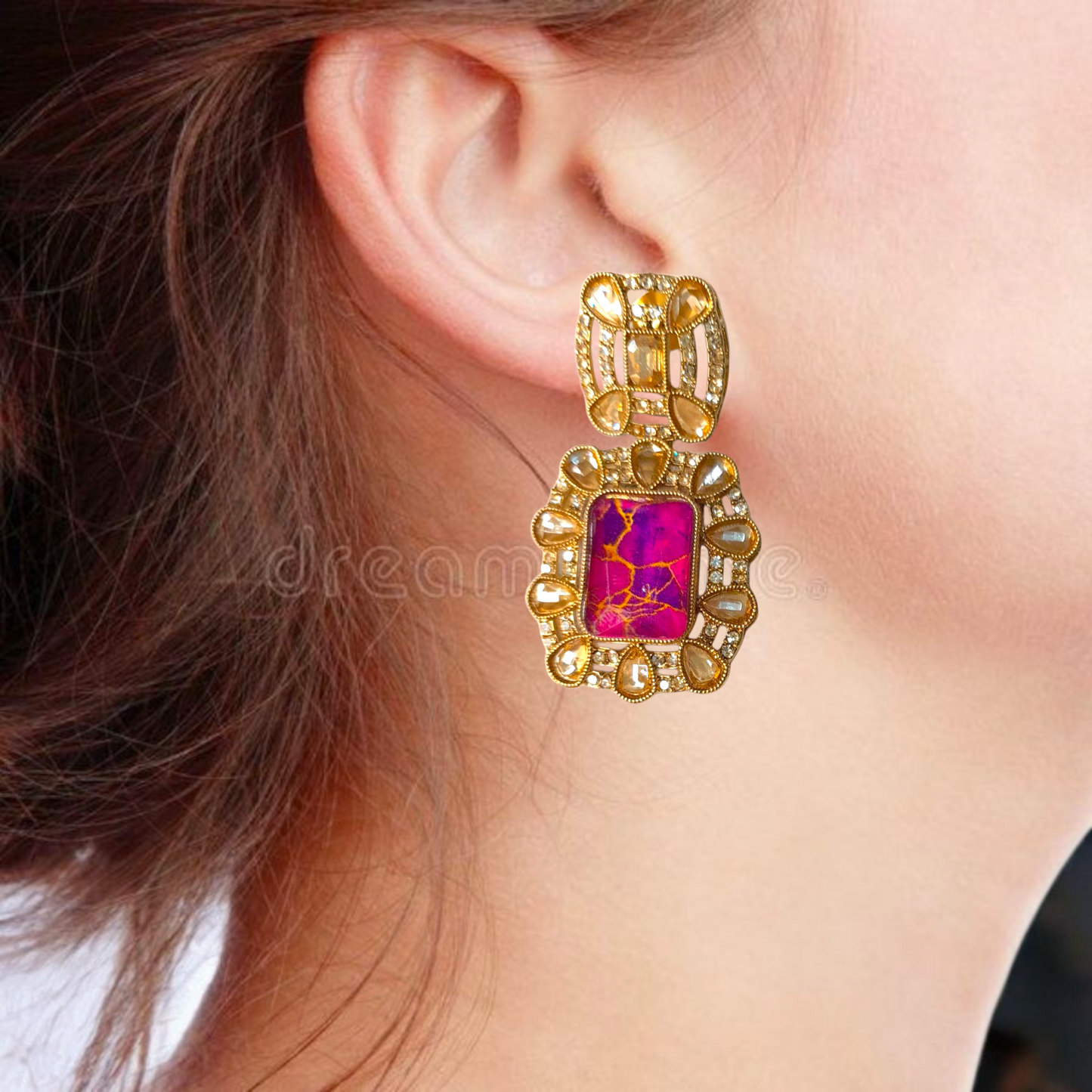 Purple Marble Stone Earrings