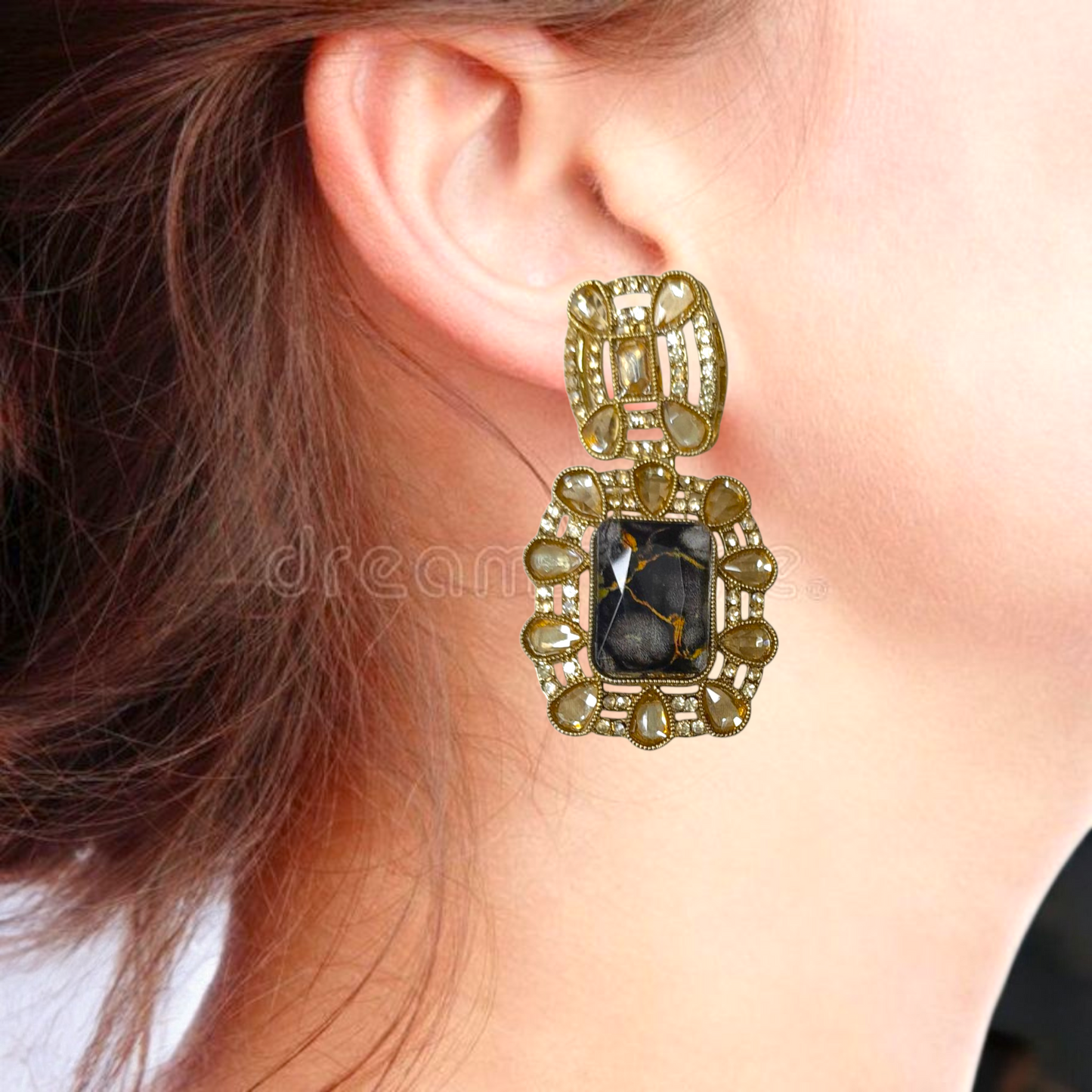 Black Marble Stone Earrings